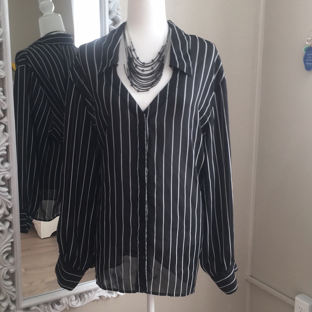 Newport News Button Down Sheer Casual Shirt sz 24